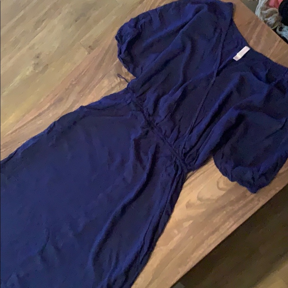 Floor length blue dress